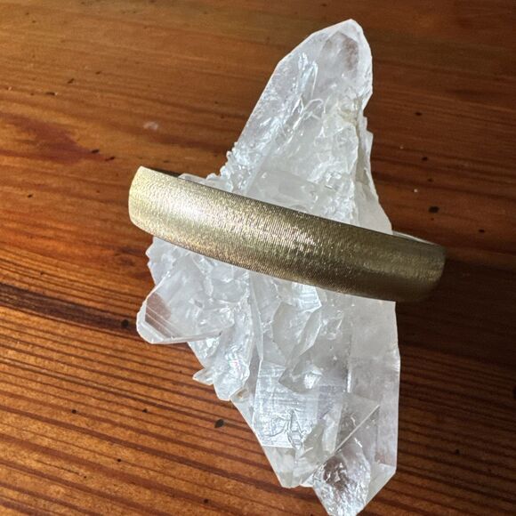 Vintage Monet Gold Tone Bangle Bracelet Textured 8.5” Circumference - Picture 2 of 16